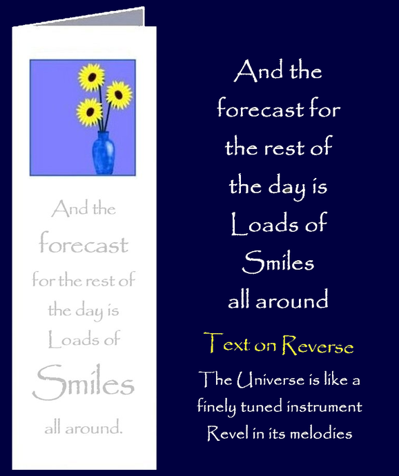 Forecast of Smiles. Bookmark Gift Card with original inspirational quotes by Peter Karsten from his book 
