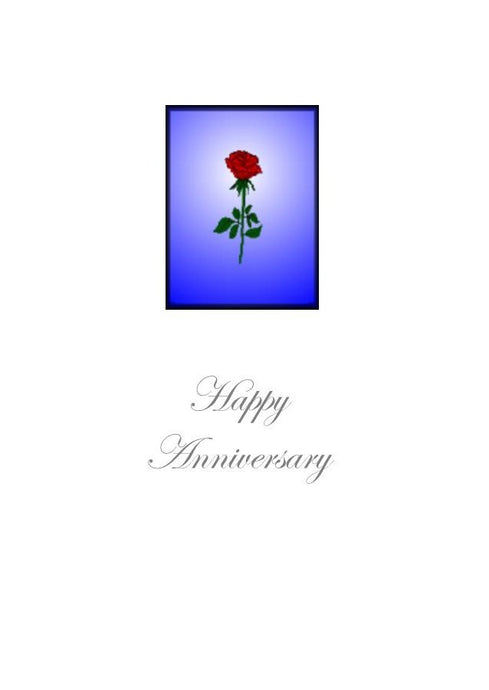 A lovely simple image of a red rose on this Happy Anniversary Greeting Card.