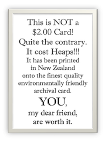 Black Text on white linen card. A designer birthday card which proves that simplicity is the best. Definitely not a $2.00 card. Printed onto the finest quality environmentally friendly archival card. The inside of the card has been left blank for your own personal message.