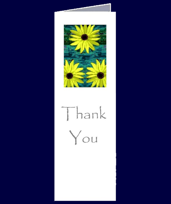 Sunflower Image on a Thank You bookmark sized greeting card.  The inside of this gift card has been left blank for your own personal message.