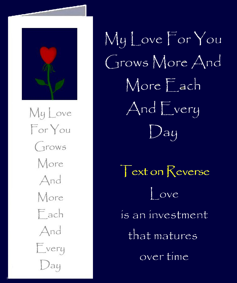 A love that grows with a love heart on a flower stem.  A love inspired quote by Peter Karsten from his book 