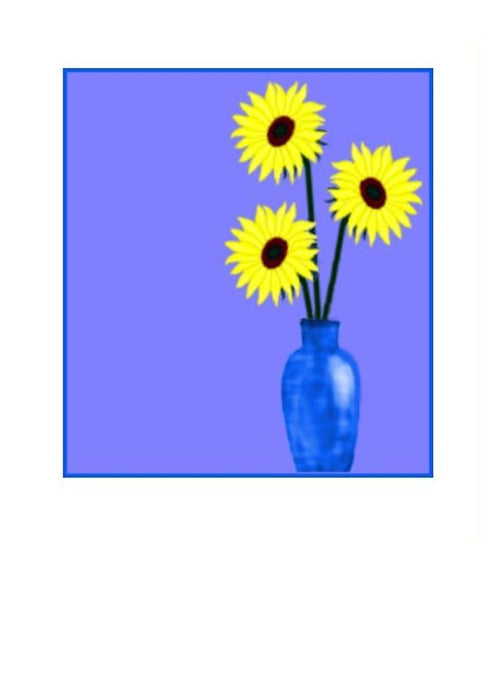 Wholesale Greeting Cards. A lovely greeting card with sunflowers in a vase by Peter Karsten