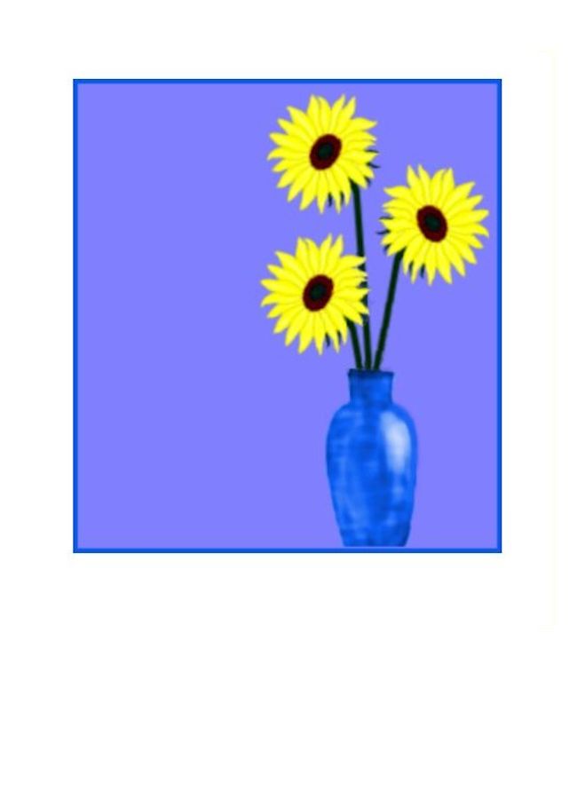 Wholesale Greeting Cards. A lovely greeting card with sunflowers in a vase by Peter Karsten