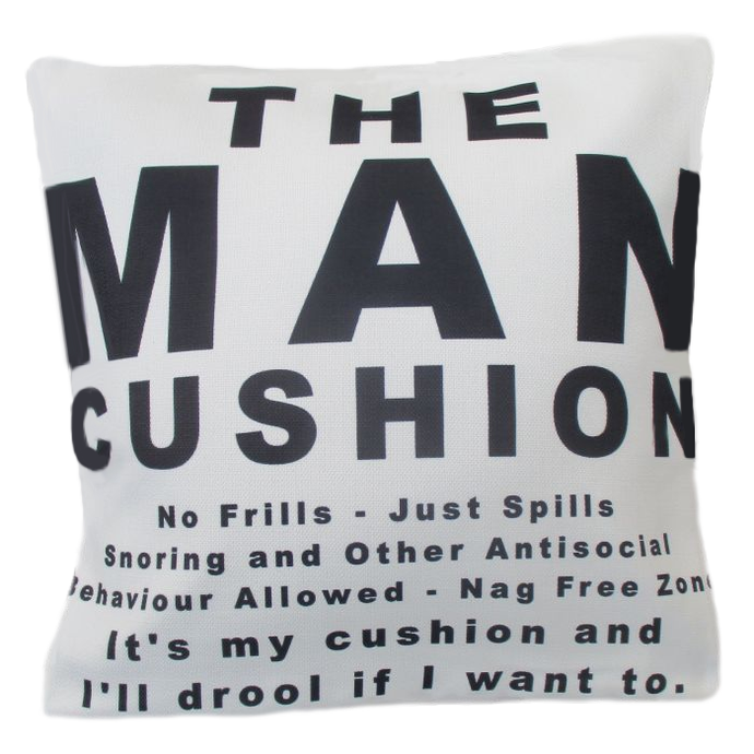 The Man Cushion.  Every Man Cave needs one.  Cushions and covers, throws and pillows.  Wholesale suppliers.