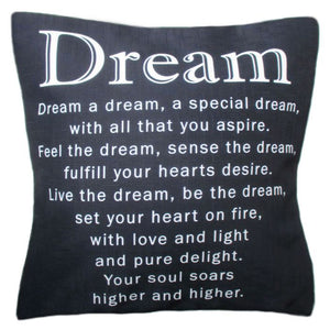 The Dream Cushion - lovely inspirational verse on a cushion by Peter Karsten