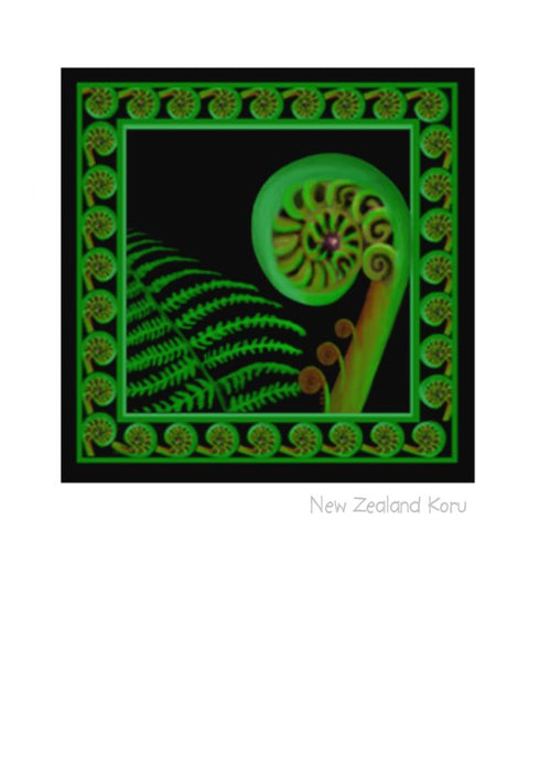 Koru Art Card, Note Card, Wholesale Greeting Cards by New Zealand Artist Peter Karsten.