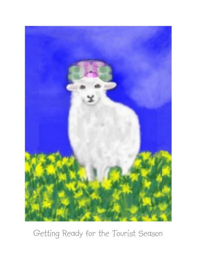 Wholesale Greeting Cards with a sheep wearing curlers.  