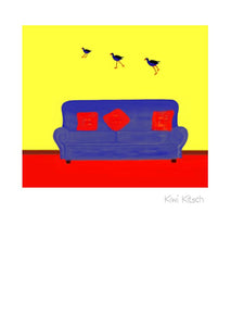 Wholesale Greeting Cards.  Kiwi Kitsch by New Zealand Artist Peter Karsten.  Pukeko resemling the iconic flying ducks.  Kiwiana to the max.    The inside of this NZ greeting card, note card, art card, gallery card, has been left blank for your own personal message.