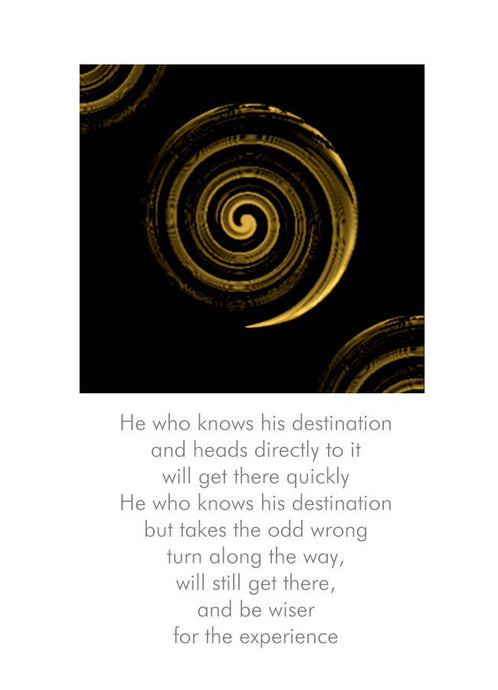 Koru Symbol and an inspirational quote by Peter Karsten.  Wholesale Greeting Cards, Art Cards, Inspirational Cards Made in NZ