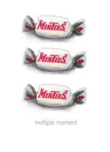 Multiple Moment. Greeting card featuring the iconic lolly "minties" by Peter Karsten.  "Trade Mark and label design used by permission."
