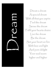 Greeting card with inspirational verse giving hope.  Dream a Dream by Peter Karsten, from his Little Book of Wisdom "Be Great Be You."
