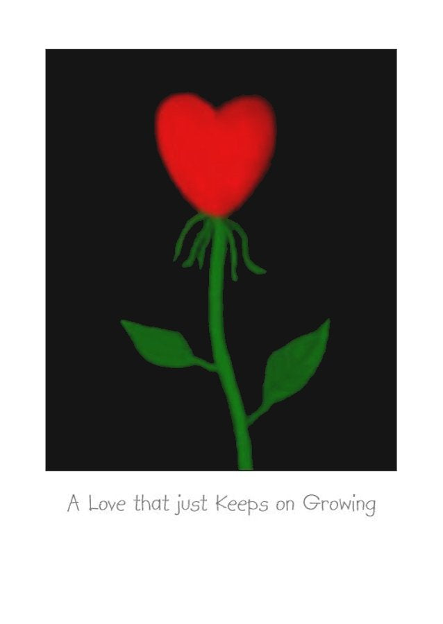 A love that grows romantic greeting card, art card. Blank inside for your own personal message.