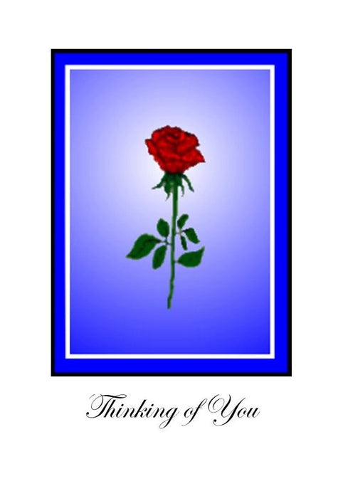 Thinking of You - Sympathy card with a single red rose.