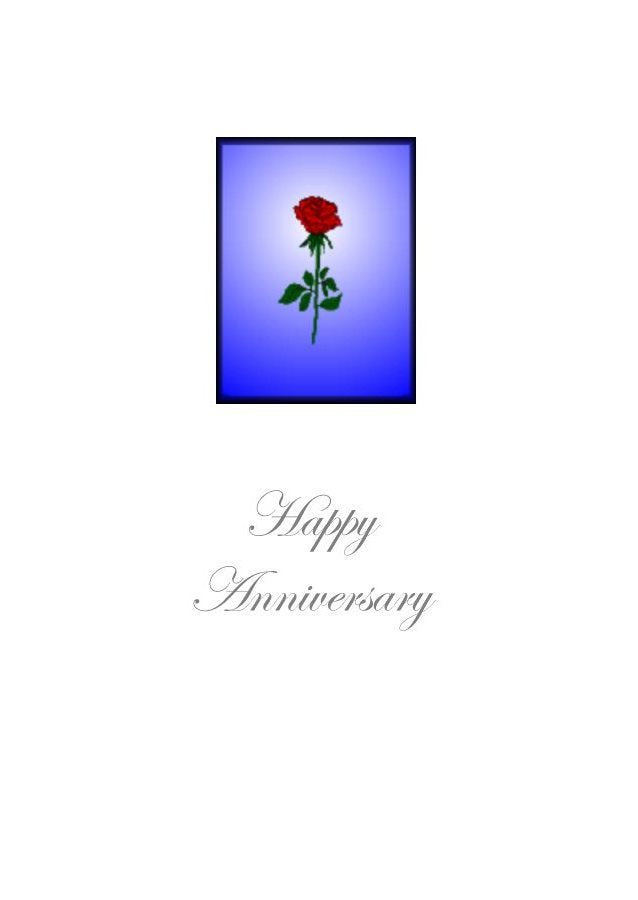 A lovely simple image of a red rose on this Happy Anniversary Greeting Card.