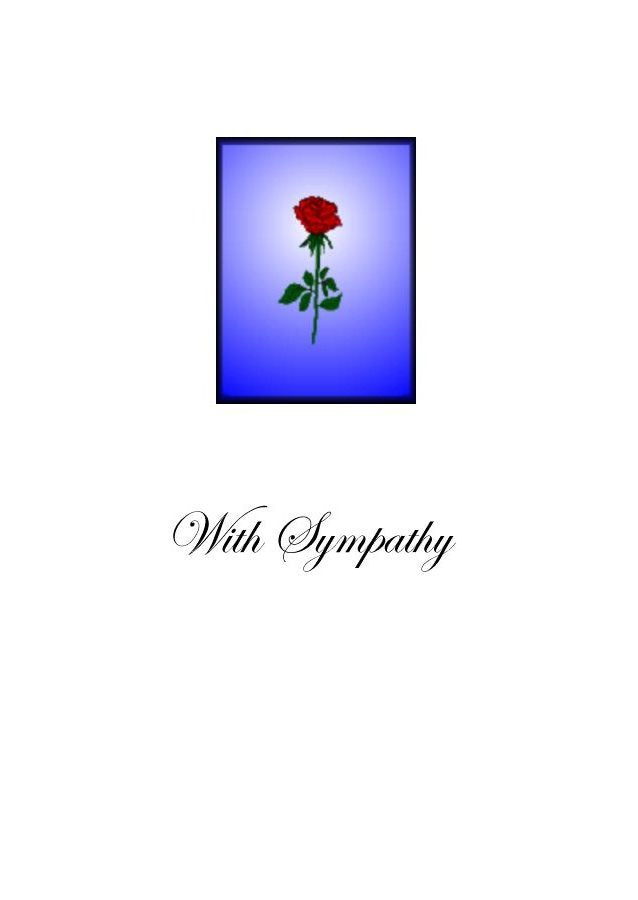 Sympathy Card with red rose.  Simple yet sincere. Blank on the inside.  